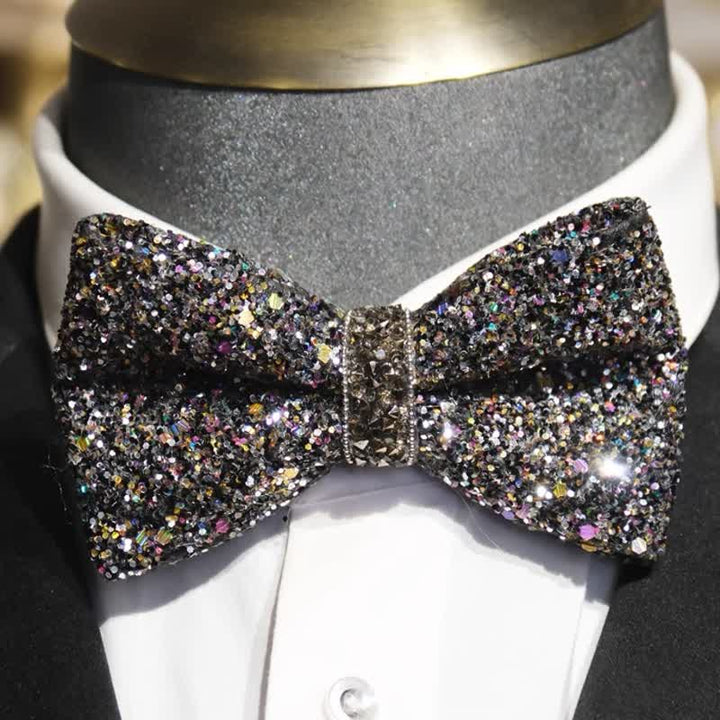 Cravatta a farfalla scintillante e colorata da uomo con strass - image 2