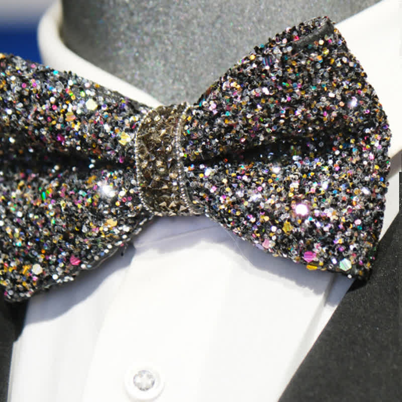 Cravatta a farfalla scintillante e colorata da uomo con strass - image 3