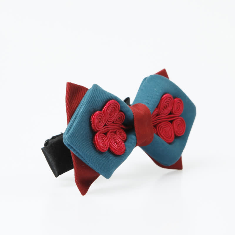 Papillon da uomo elegante blu scuro e rosso vino per matrimonio - image 1