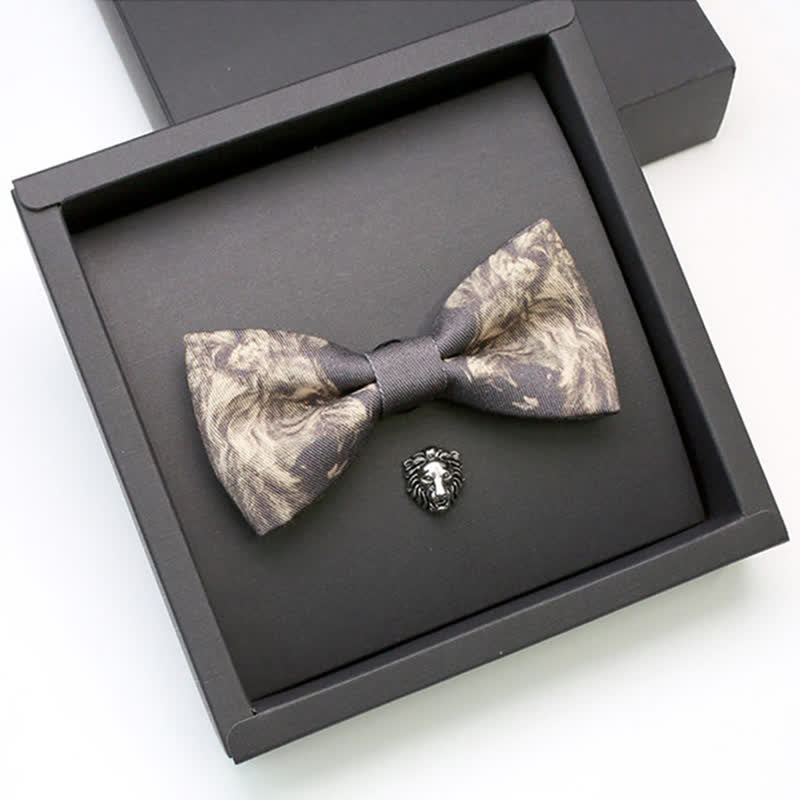 Set di 2 papillon con spilla e motivo a testa di leone da uomo - Leone - image 0