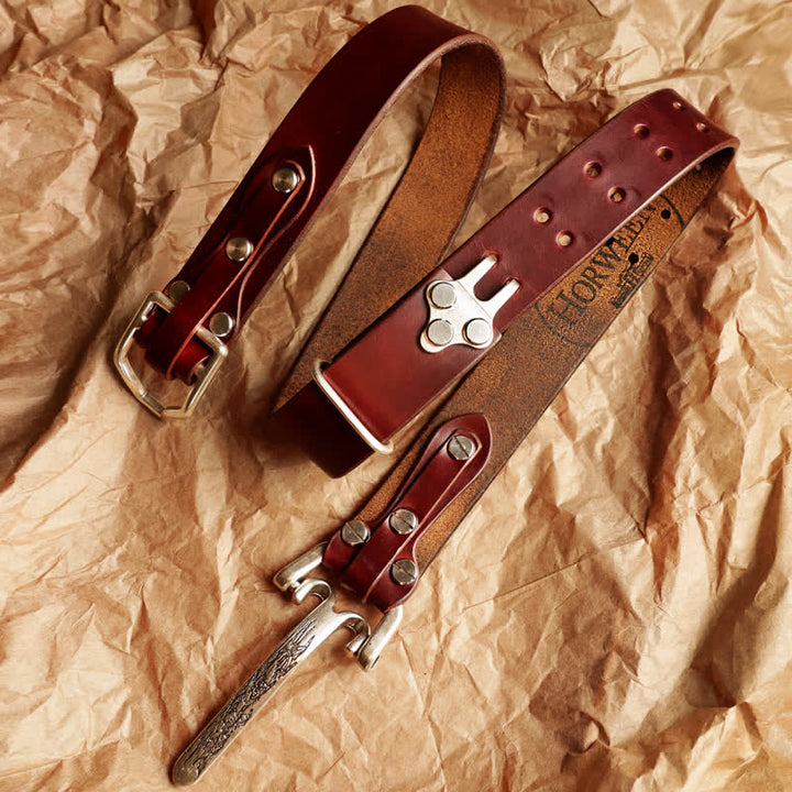 Cintura in pelle da cavalleria western da uomo - Marrone-rossastro - L - image 0