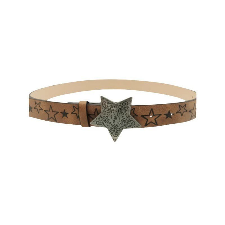 Cintura in pelle con fibbia e motivo a stella semplice da donna - image 5