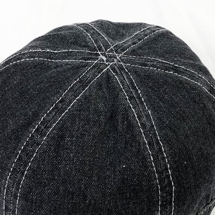 Cappellino da baseball casual in denim di cotone con cuciture bianche - image 4
