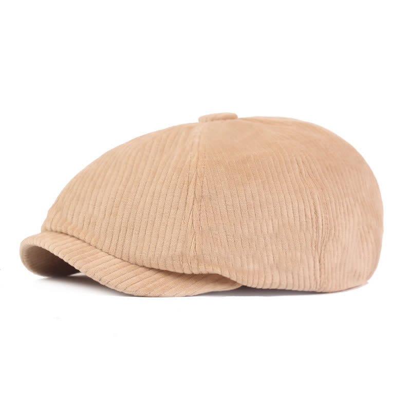 Cappello basco a righe in velluto a coste con visiera corta - Cachi - Regolabile (21 5/8"-23 1/4") - image 6