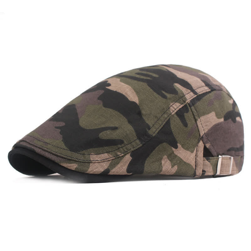 Cappello basco piatto da giornalaio con motivo mimetico - Cachi - Regolabile (21 5/8"-23 5/8") - image 0