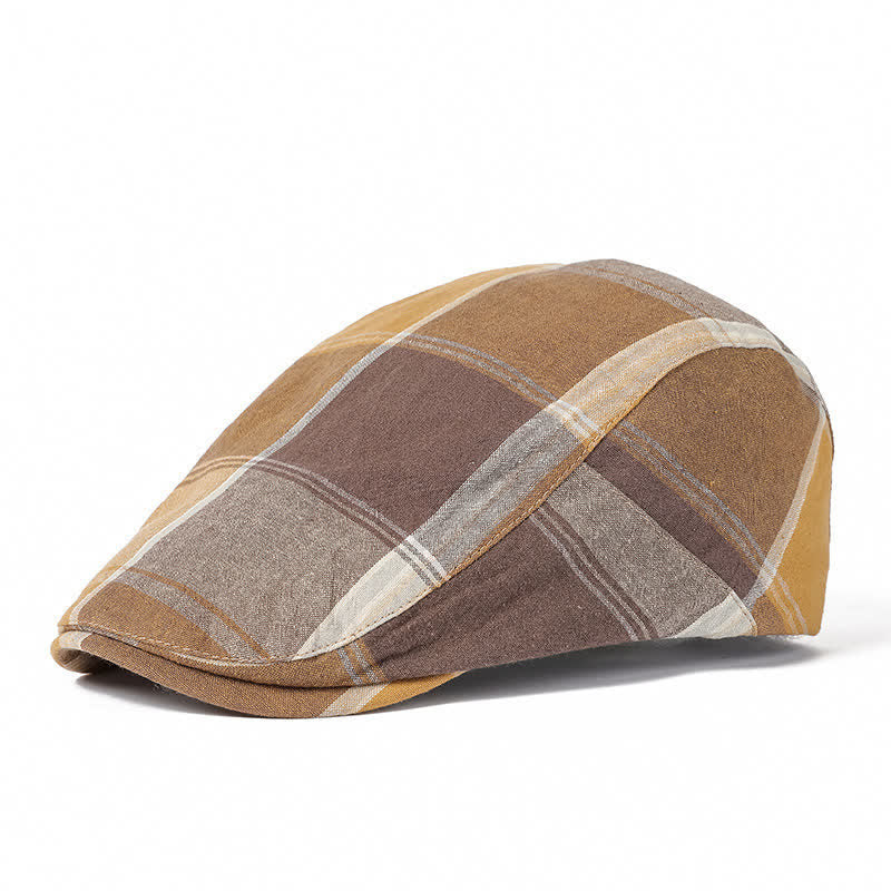 Cappello basco a quadri vintage in stile britannico - Cachi - Misura M (22"-22 7/8") - image 0