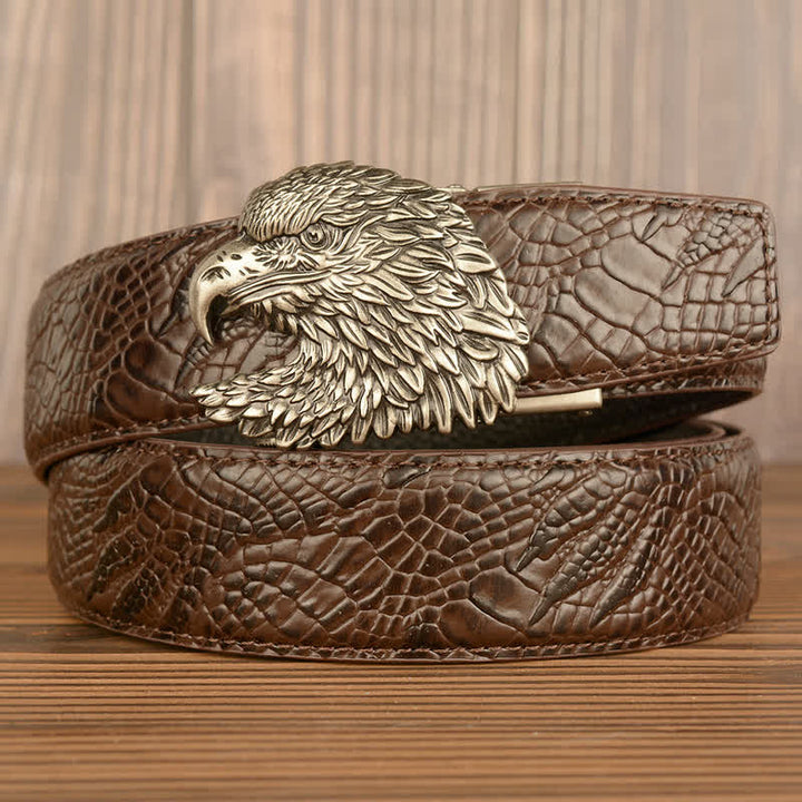 Cintura da uomo in pelle con motivo a artiglio di alligatore Eagle Cool - Argento e marrone - 44 - image 13