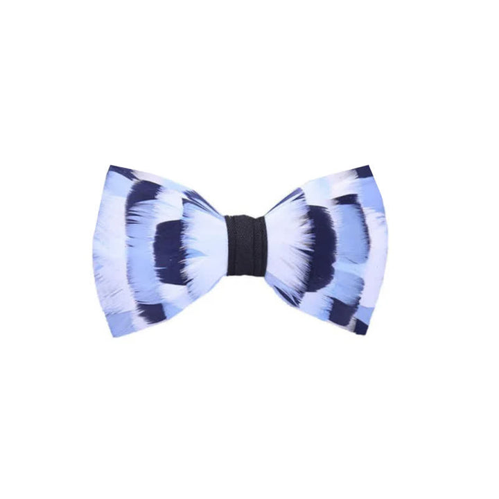 Papillon a scacchi blu e bianco con piume e spilla da bavero - Ragazzo - image 5