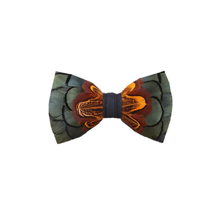 Cravatta a farfalla con piume DarkSeaGreen e Rust con spilla da bavero - Ragazzo - image 2