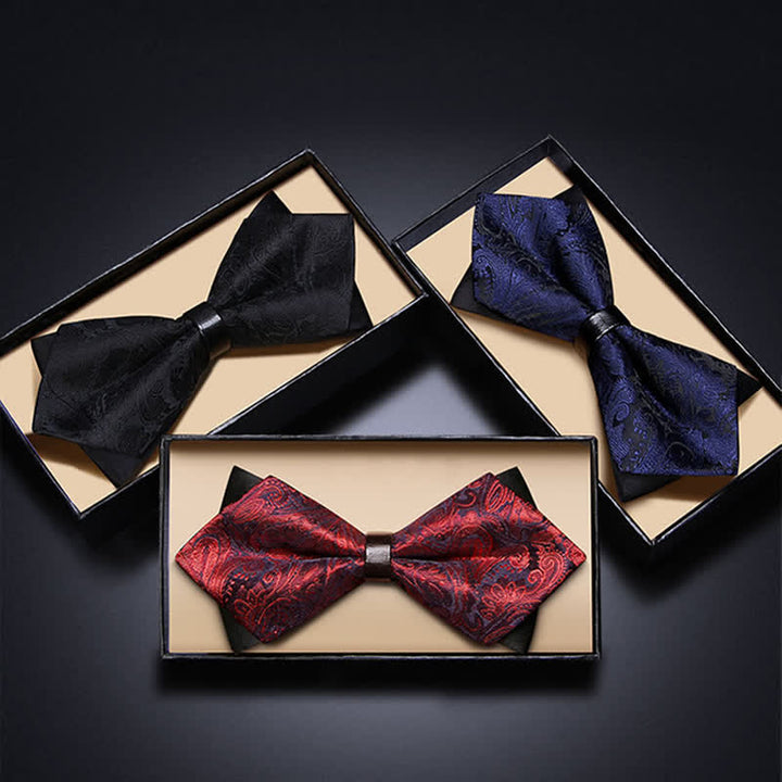 Papillon con motivo Paisley a doppio strato da uomo alla moda - image 1