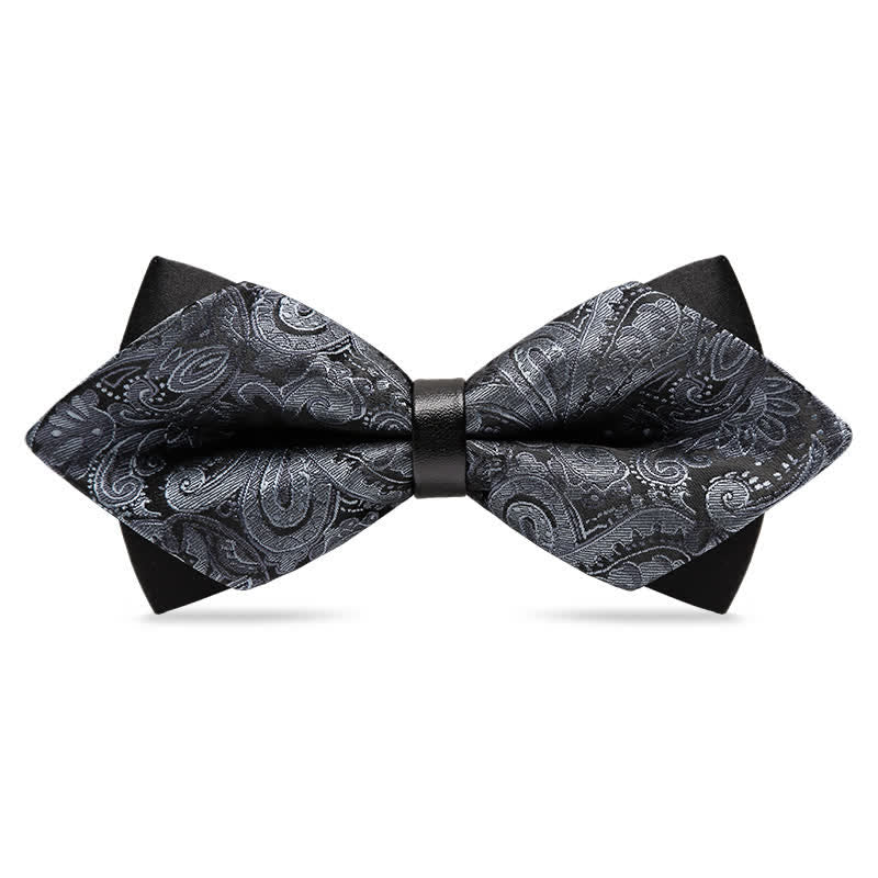 Papillon con motivo Paisley a doppio strato da uomo alla moda - Grigio - image 2