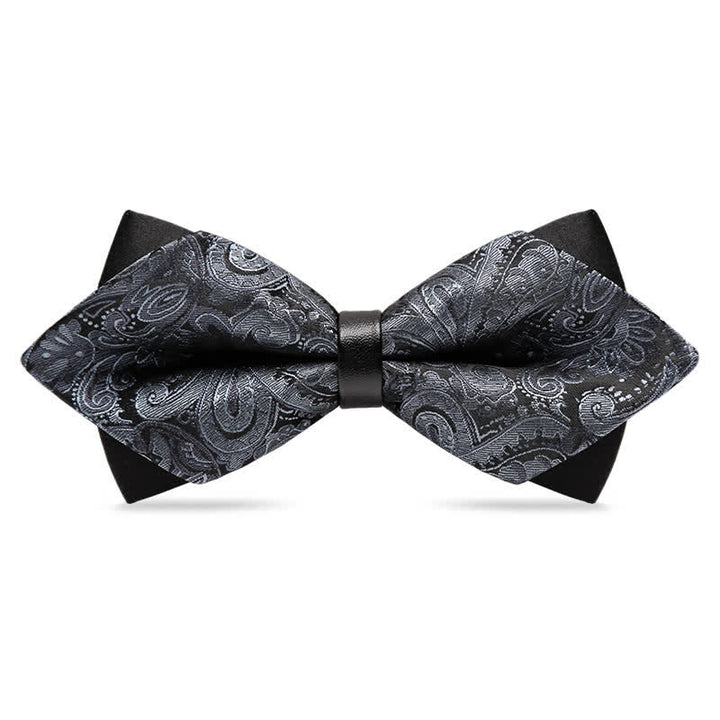 Papillon con motivo Paisley a doppio strato da uomo alla moda - Grigio - image 2