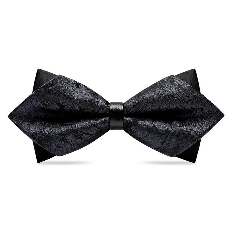Papillon con motivo Paisley a doppio strato da uomo alla moda - Nero - image 9