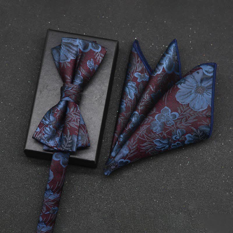 Set di 2 fazzoletti con papillon e motivo floreale elegante da uomo - Stile n. 3 - image 7