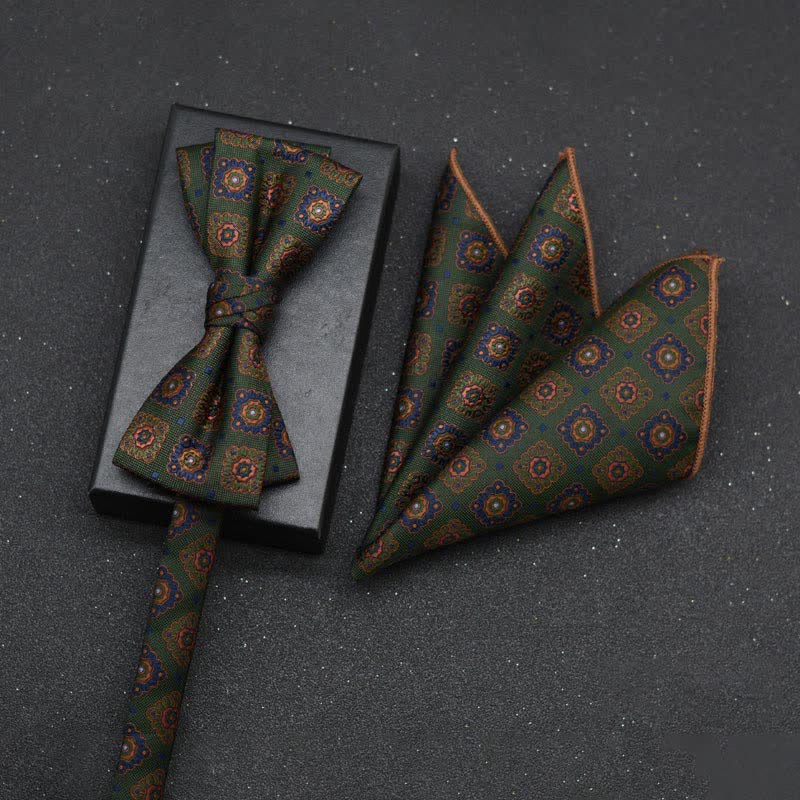 Set di 2 fazzoletti con papillon e motivo floreale elegante da uomo - Stile #23 - image 26