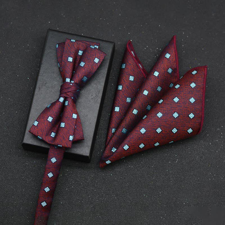 Set di 2 fazzoletti con papillon e motivo floreale elegante da uomo - Stile n. 15 - image 18