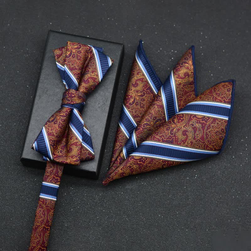 Set di 2 fazzoletti con papillon e motivo floreale elegante da uomo - Stile n. 12 - image 15