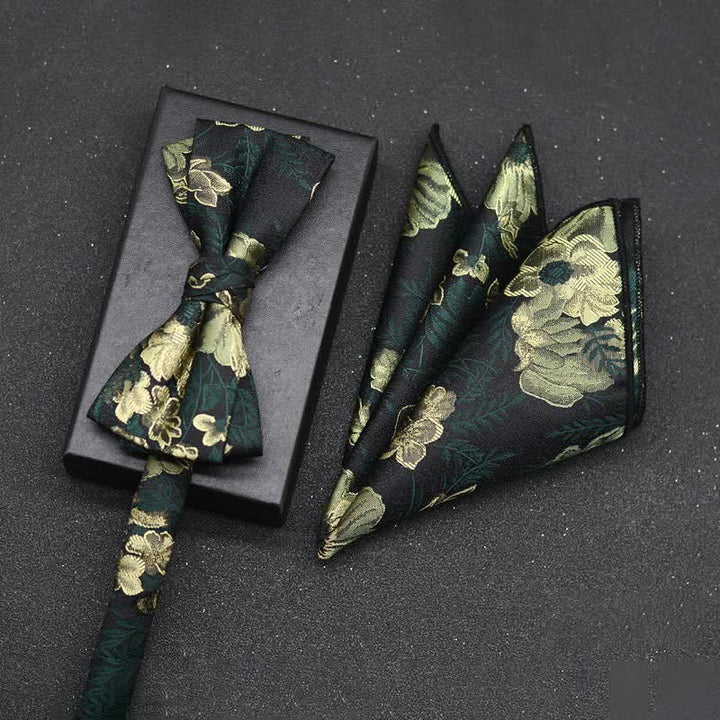Set di 2 fazzoletti con papillon e motivo floreale elegante da uomo - Stile n. 4 - image 0
