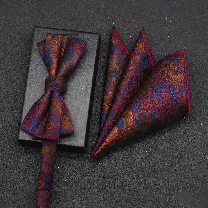 Set di 2 fazzoletti con papillon e motivo floreale elegante da uomo - Stile n. 5 - image 8