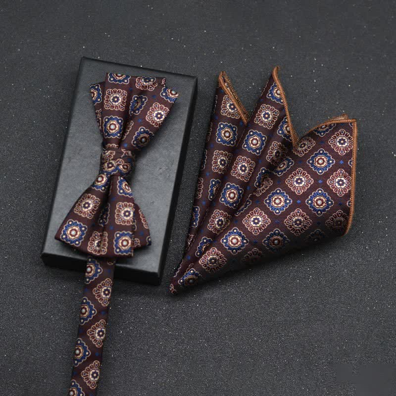 Set di 2 fazzoletti con papillon e motivo floreale elegante da uomo - Stile #24 - image 27