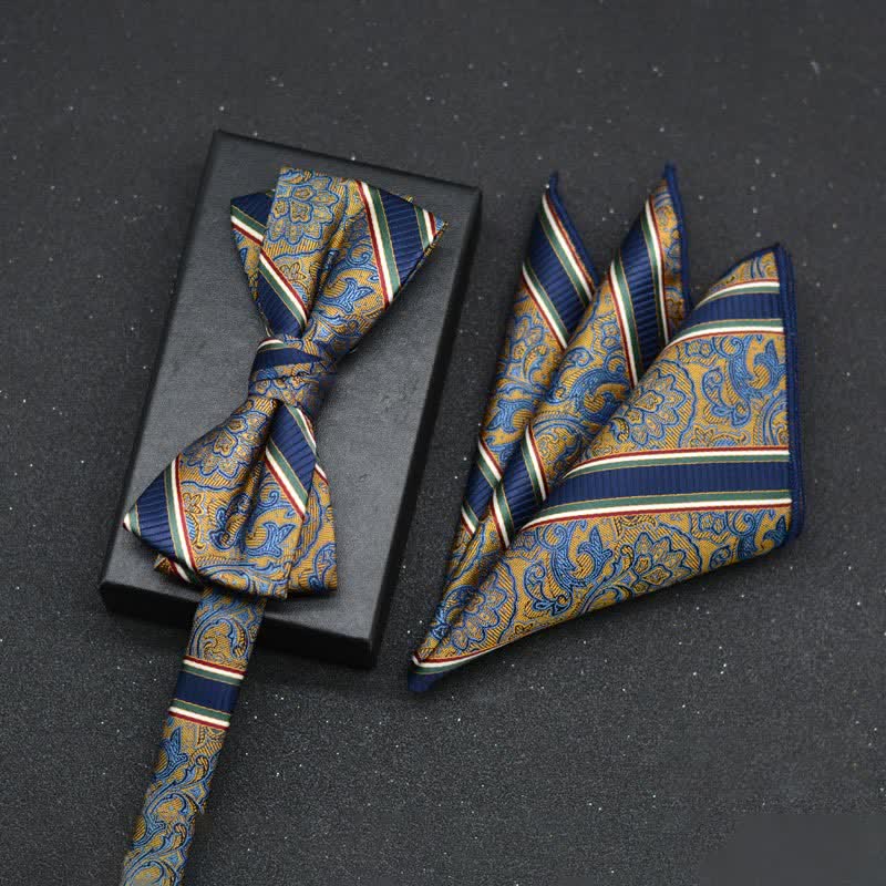 Set di 2 fazzoletti con papillon e motivo floreale elegante da uomo - Stile n. 13 - image 16