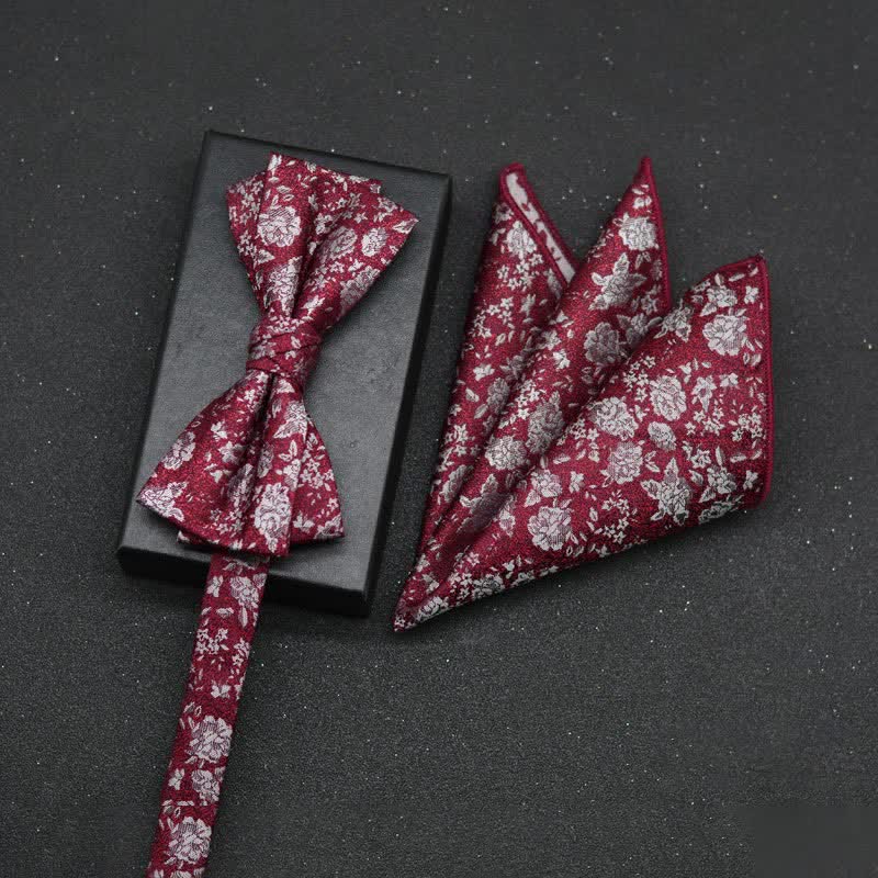 Set di 2 fazzoletti con papillon e motivo floreale elegante da uomo - Stile n. 6 - image 9