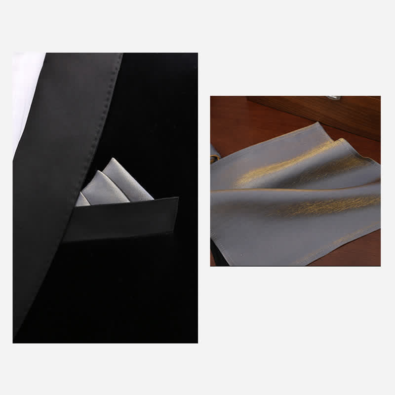 Papillon da uomo grigio brillante con forma unica piegata - image 6