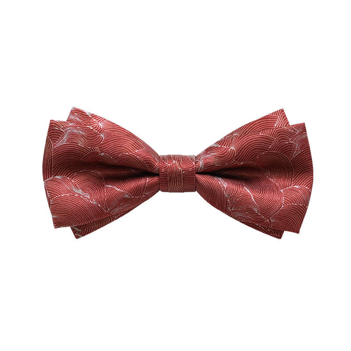 Papillon da uomo per matrimonio formale stampato con onda rossa - Rosso - image 0