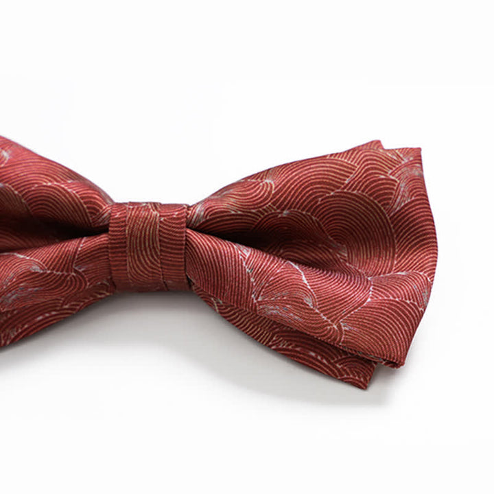 Papillon da uomo per matrimonio formale stampato con onda rossa - image 2