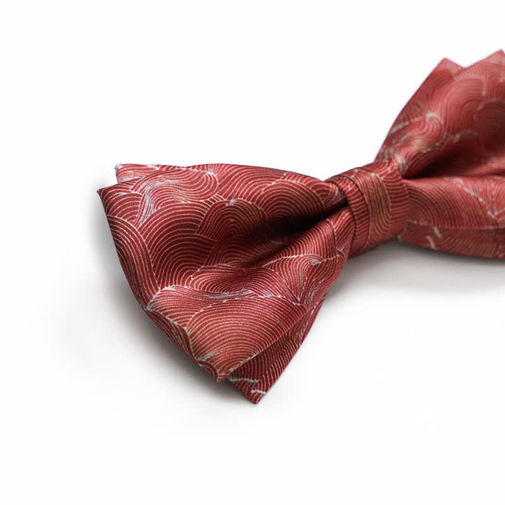 Papillon da uomo per matrimonio formale stampato con onda rossa - image 3