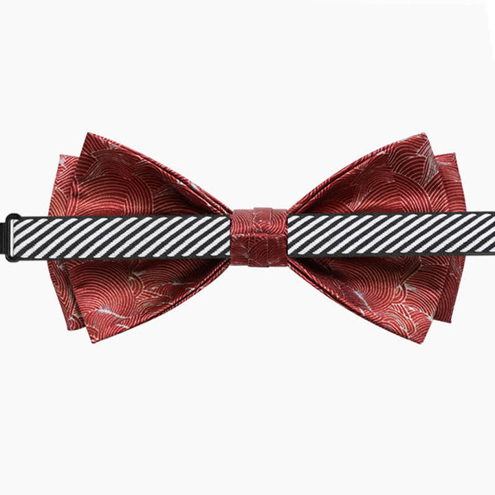 Papillon da uomo per matrimonio formale stampato con onda rossa - image 5