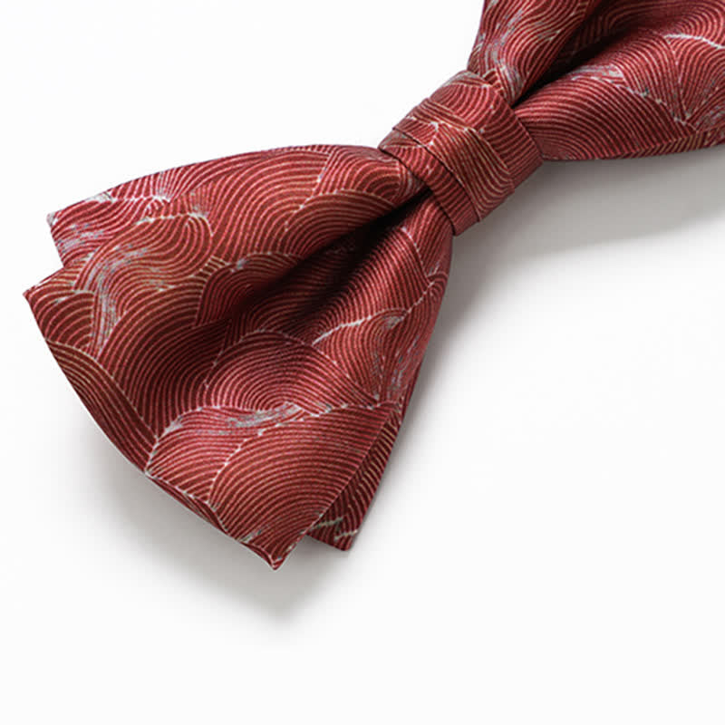 Papillon da uomo per matrimonio formale stampato con onda rossa - image 4