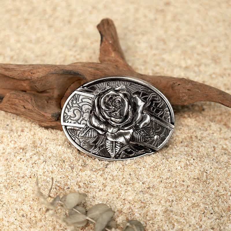 Set di fibbie per cintura in pelle con coltello pieghevole nascosto fai da te Flower Deer - image 8