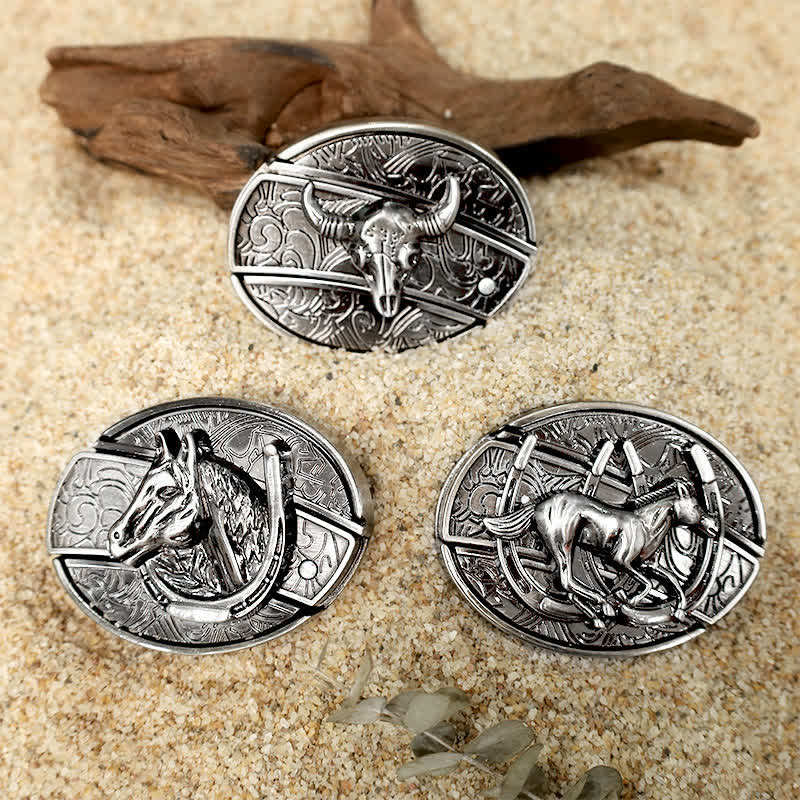 Set di fibbie per cinture in pelle con coltello pieghevole nascosto fai da te con motivo animale - Set in bundle - image 0