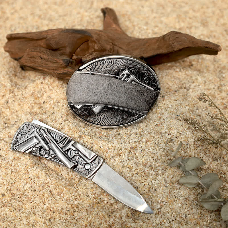 Set di fibbie per cintura in pelle con coltello pieghevole nascosto fai da te dal design unico - image 9
