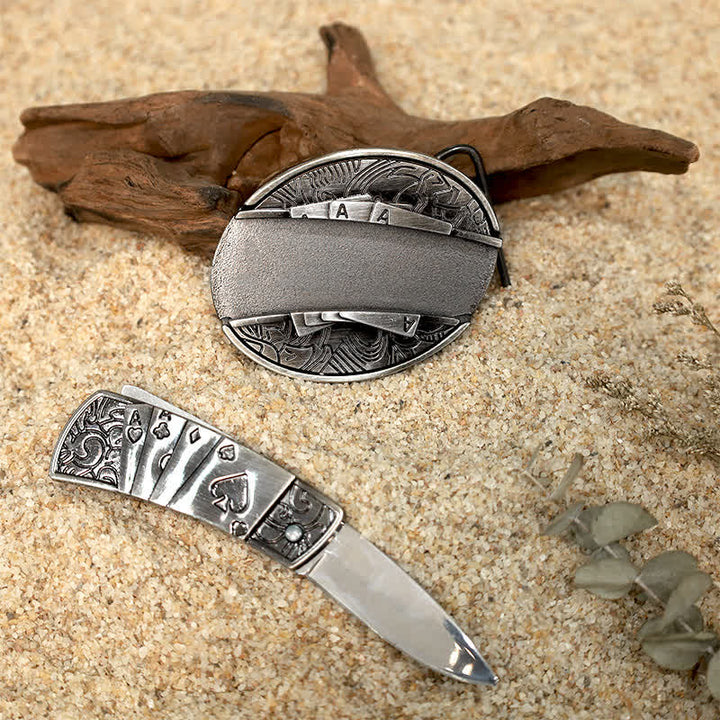 Set di fibbie per cintura in pelle con coltello pieghevole nascosto fai da te dal design unico - image 2