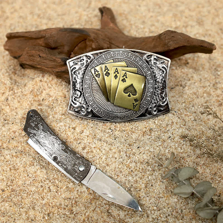 Set di fibbie per cintura in pelle con coltello pieghevole nascosto fai da te - image 6