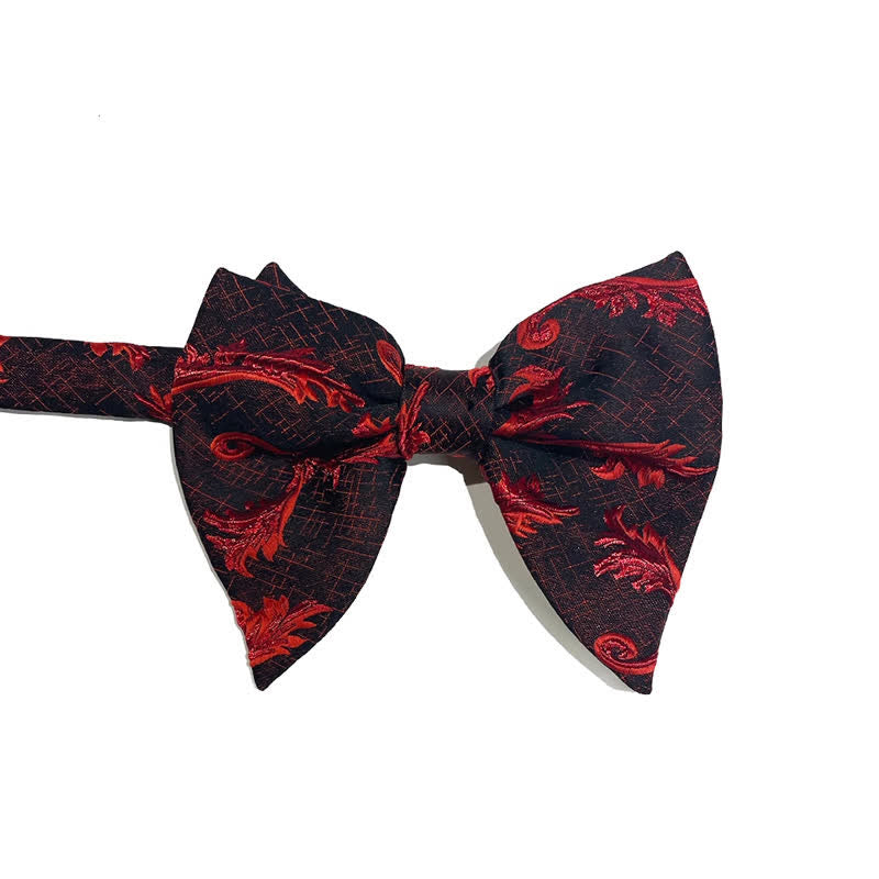 Papillon oversize a punta in jacquard floreale classico da uomo - Borgogna - image 5