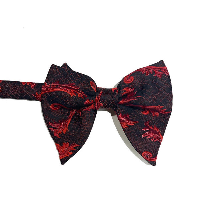 Papillon oversize a punta in jacquard floreale classico da uomo - Borgogna - image 5