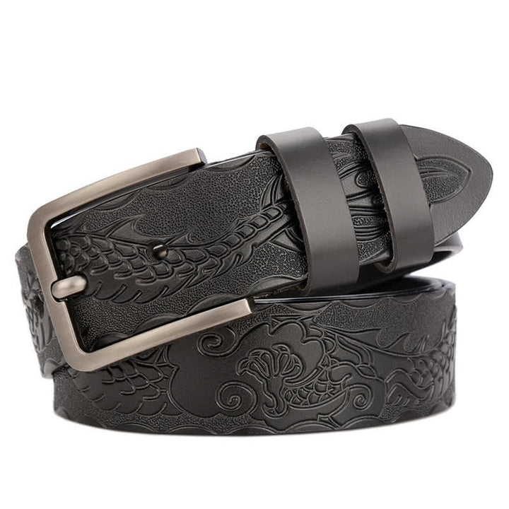Cintura in pelle con motivo in rilievo a drago punk da uomo - Nero - 44 - image 3