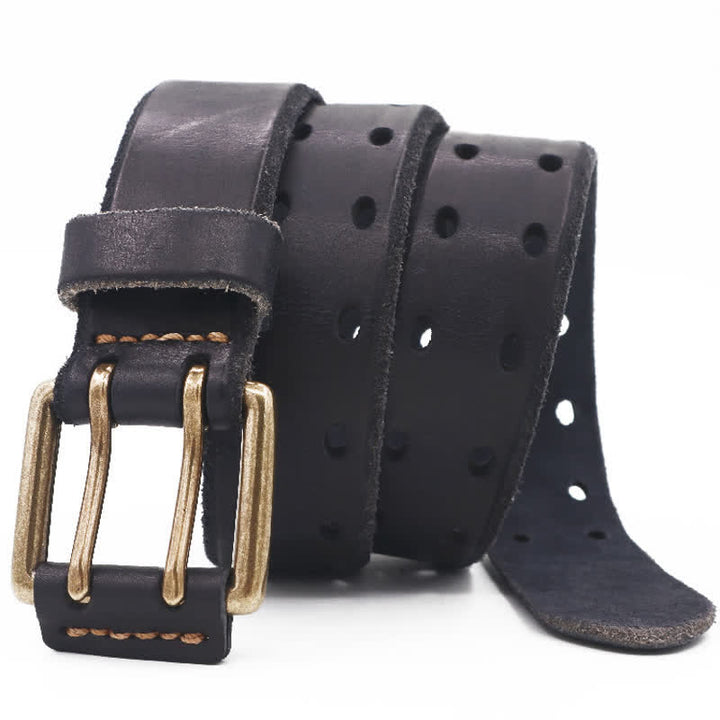 Cintura casual in pelle con fibbia a doppio ago da uomo - image 6