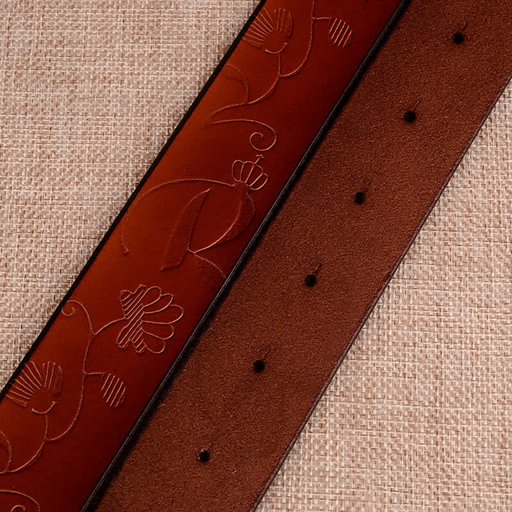 Cintura in pelle goffrata retrò con girasole cavo da donna - image 6