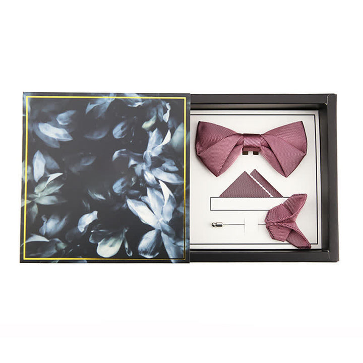 Papillon da uomo in seta da sposa in twill rosa delicato - #2 - Papillon + Fazzoletto + Spilla - image 9