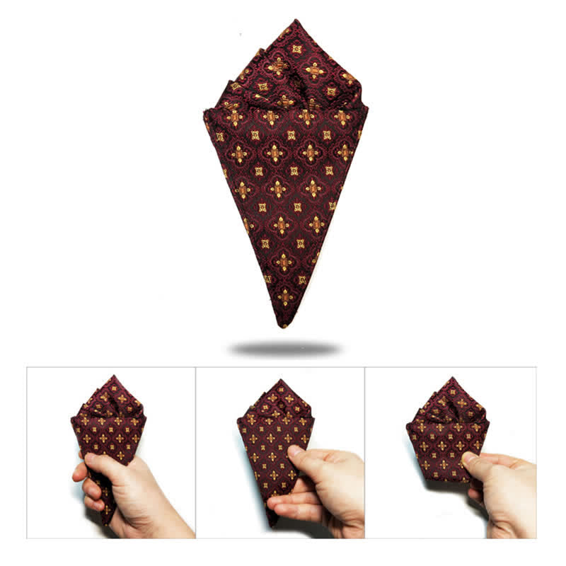 Papillon oversize a punta con ricamo rosso scuro e oro da uomo - image 11