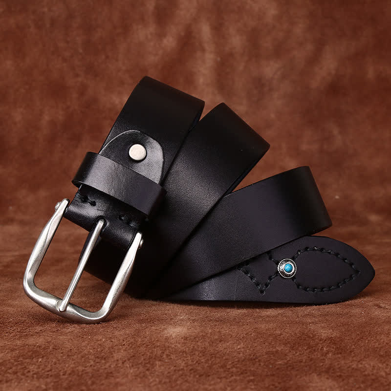 Cintura in pelle alla moda con abbellimenti classici con perline - Nero - 42 - image 5