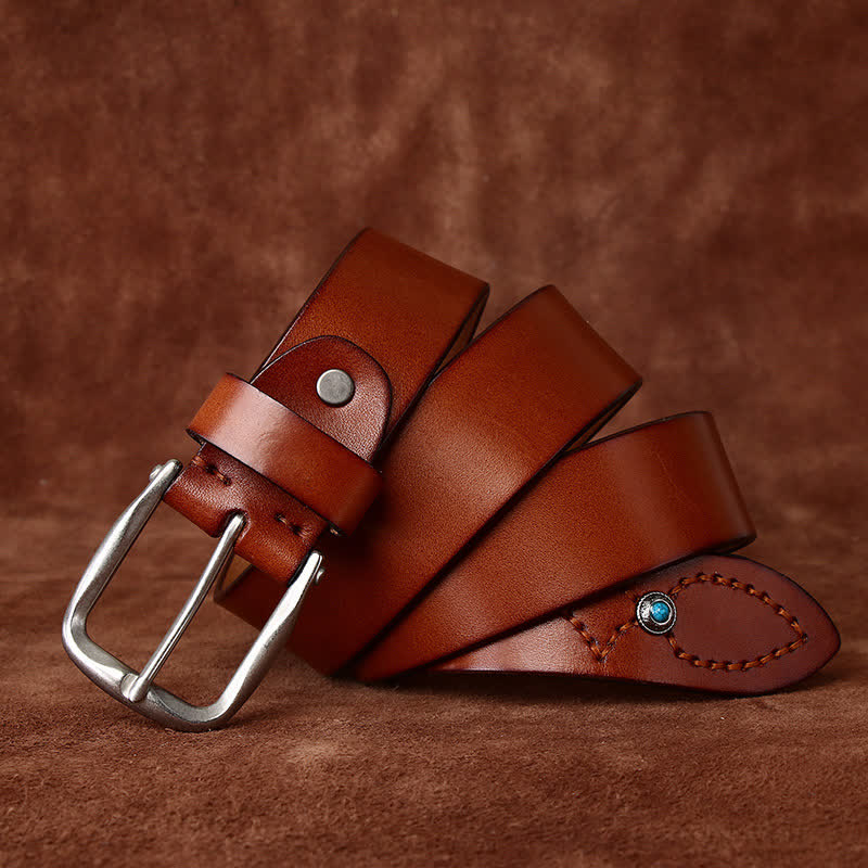Cintura in pelle alla moda con abbellimenti classici con perline - Marrone chiaro - 42 - image 8