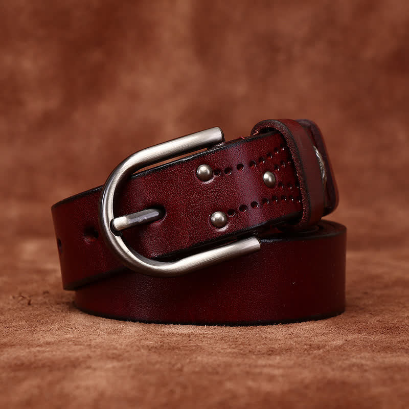 Cintura in pelle sottile casual alla moda con rivetti in metallo - image 3