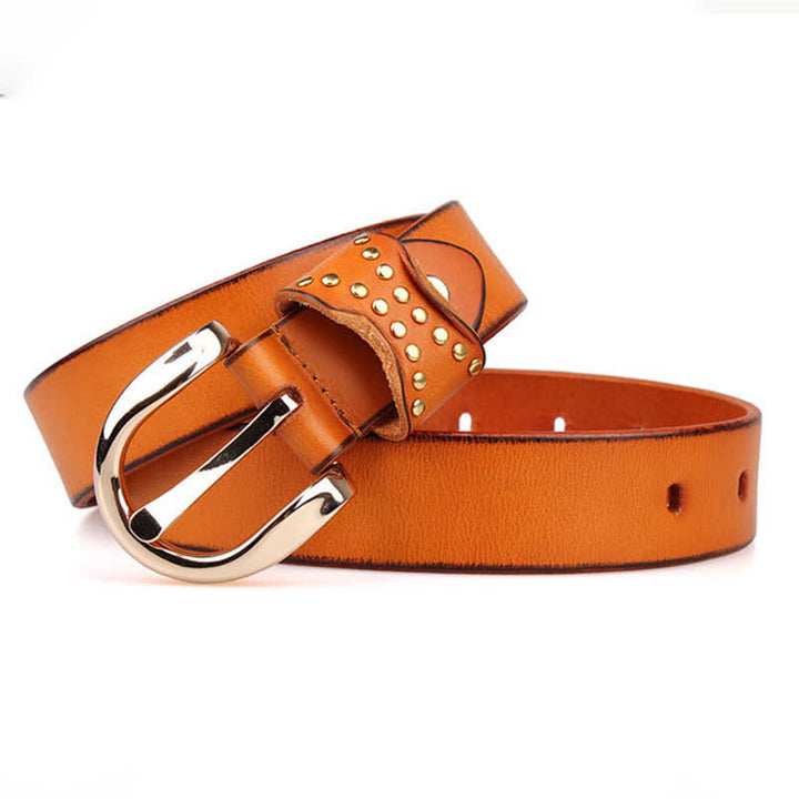 Cintura in pelle con borchie in metallo e rivetti resistenti - image 30