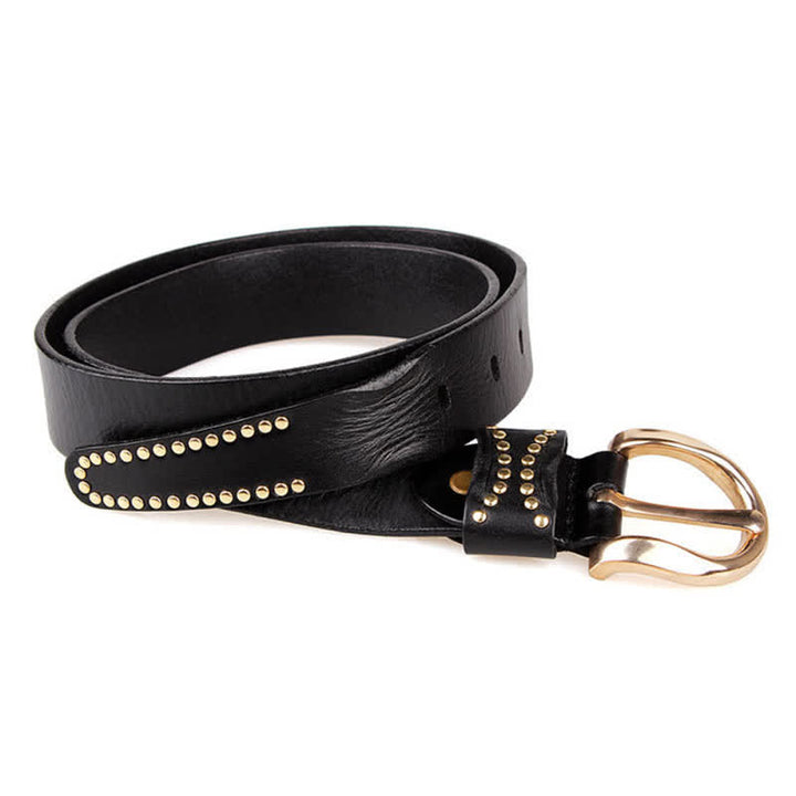 Cintura in pelle con borchie in metallo e rivetti resistenti - image 17