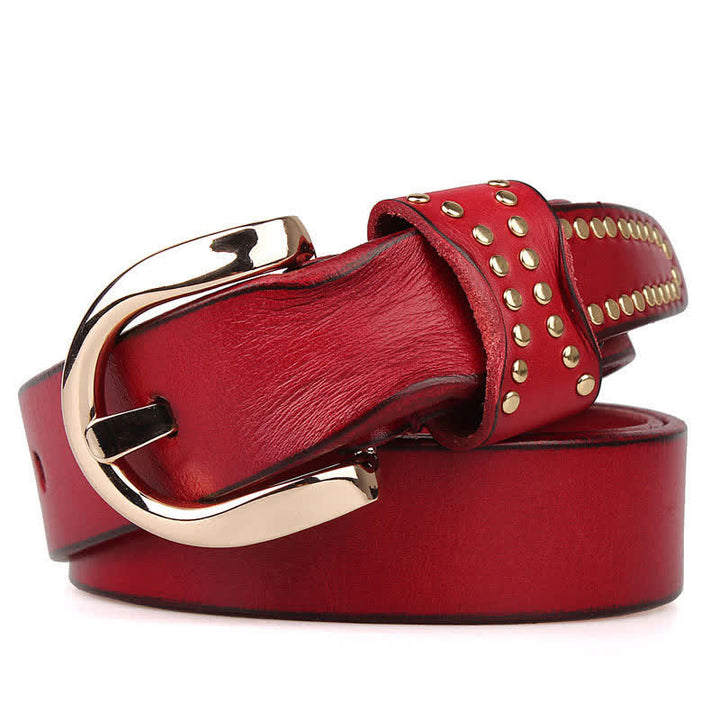 Cintura in pelle con borchie in metallo e rivetti resistenti - Rosso - 44 - image 22